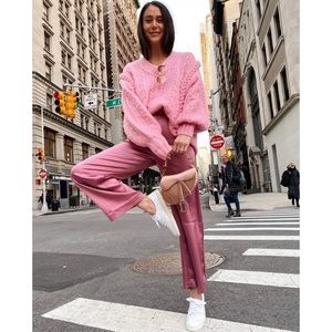 New Zara Pink Cable Knit Sweater (Sz: M)